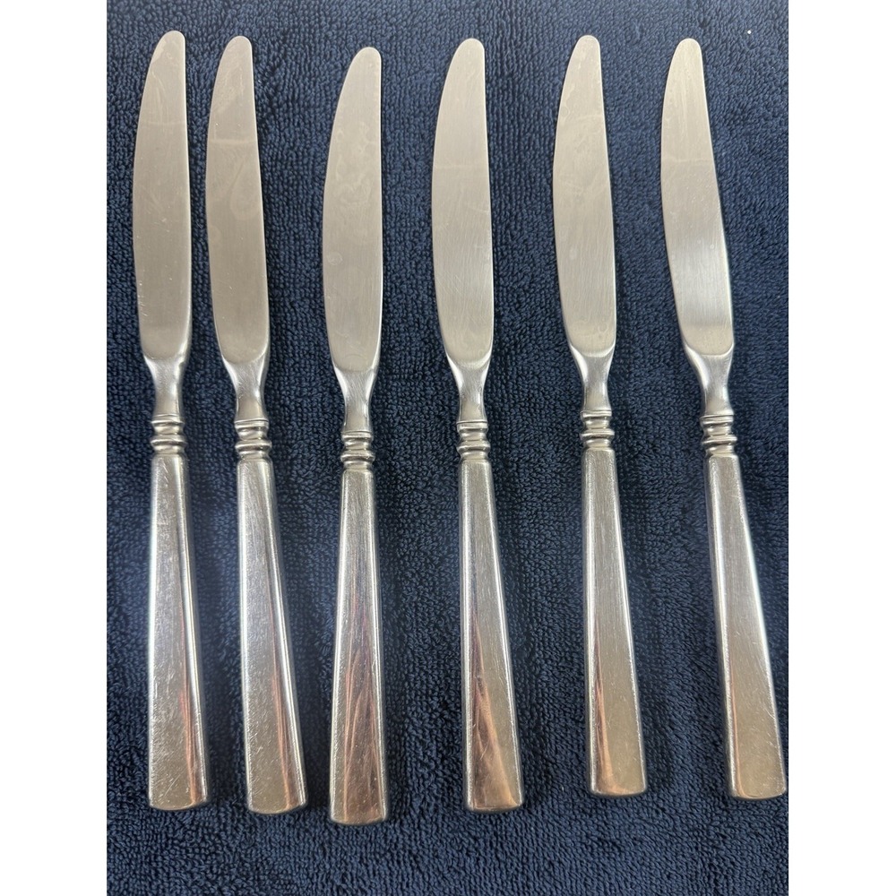Oneida EASTON Glossy Stainless Flatware 9 3/8 Dinner Knives Set of 6 Replacement